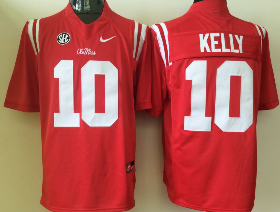 NCAA Men Ole Miss Rebels Red #10 kelly->more ncaa teams->NCAA Jersey